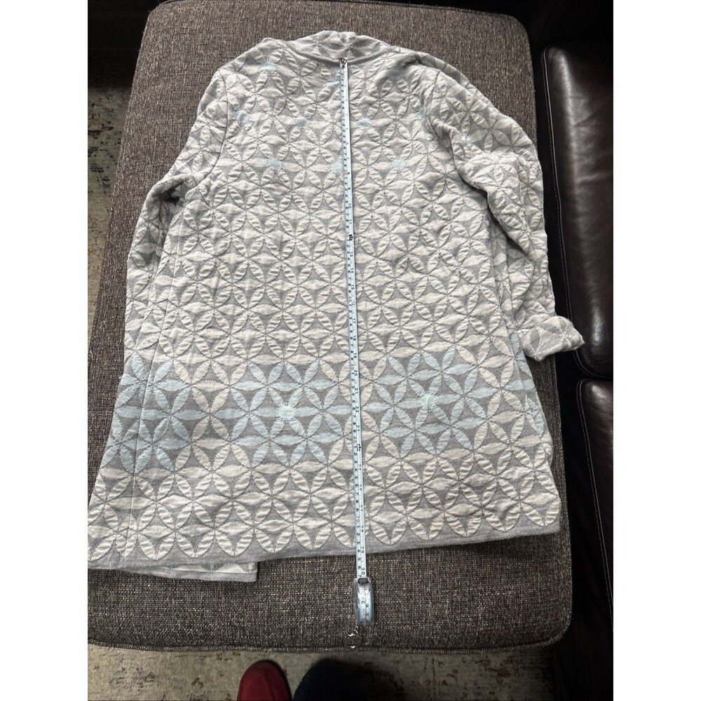 Women’s Oleana Of Norway Silk And Wool Long Open Cardigan Size Small Gray Blue - Picture 8 of 9